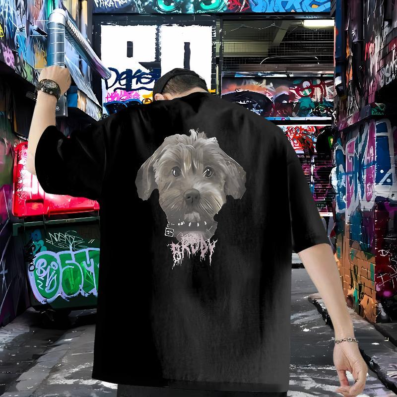 New Arrival T shirt 230g Pure Cotton dog Casual Beach Tees Shirts Breathable Crew Neck Loose Fit Men Tshirts Custom Big Size