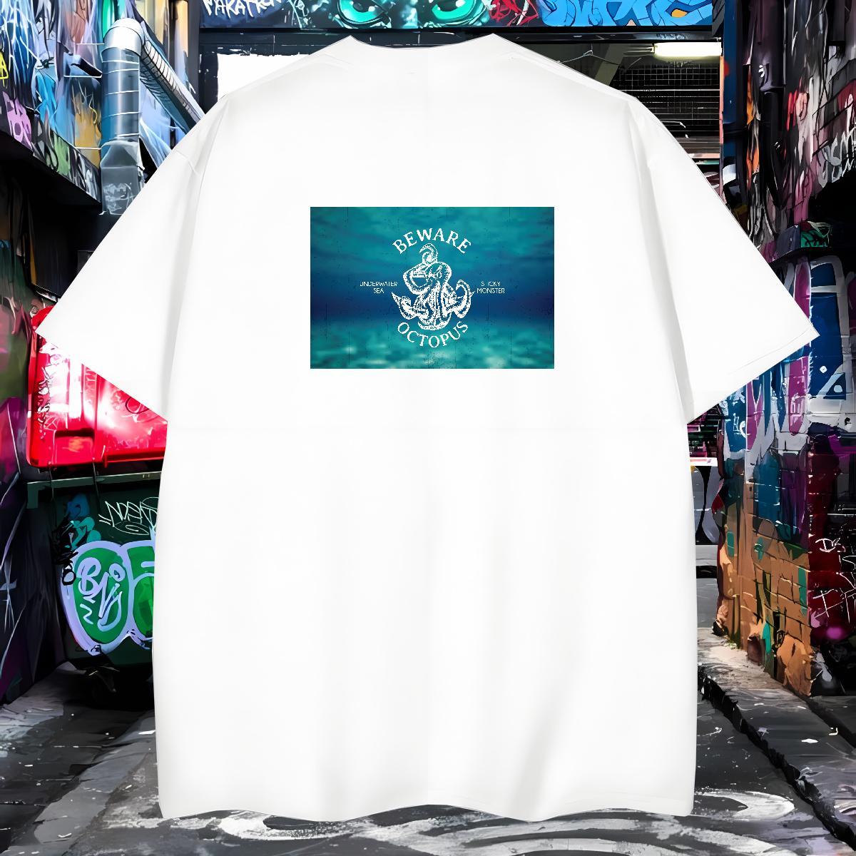 Classic Man T Shirts 230g 100% Cotton octopus Sport Tops Shirt Breathable Crew Neck High Quality Tshirts Custom Print Oversized