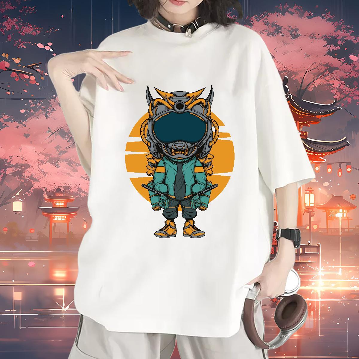 Lady Womens Tshirts 100% Cotton 230g universe Street Casual T Shirt For Woman O Neck Short Sleeves Anime Tees Shirts