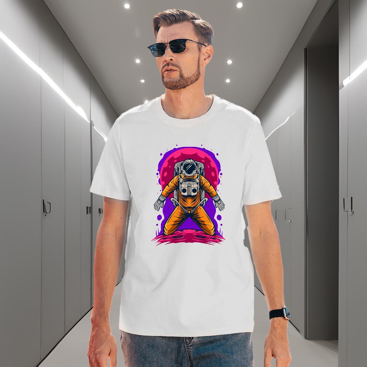 T-Shirts for Men 230g 100% Cotton cosmonaut Street Wear O-Neck Short Sleeve Oversized 3XL 4XL Men Tops Tees Stylist TOP Quality Tee Shirt