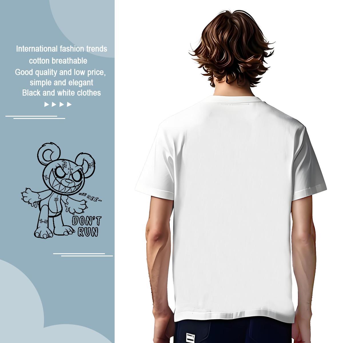T Shirt For Man 230g Cotton bear Sport Breathable Crew Neck Custom Printed Men Clothes T-Shirt DIY Cool Design Wear