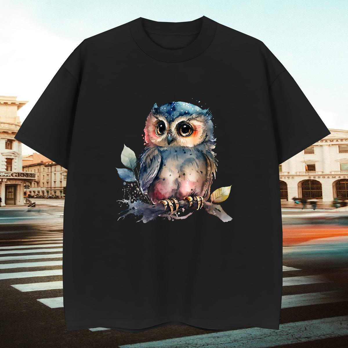 2024 Designer T-Shirts for Men 230g Cotton Owl Street wear Hip Hop Tshirts Breathable Soft Loose Tshirt for Man Woman DIY