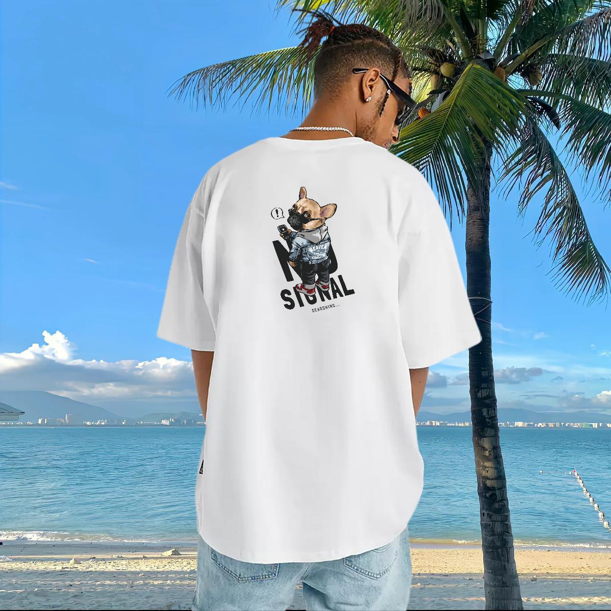 2024 Man T Shirts 230g 100% Cotton dog Casual Tee Shirt Short Sleeve O-Neck Brand Mens Tshirts Cartoon Printing L-4XL