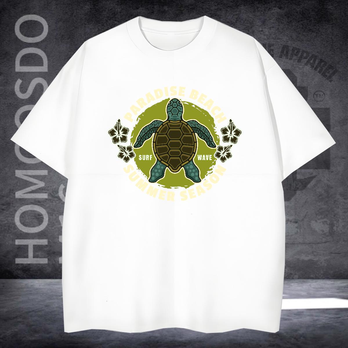 Classic Casual T Shirts Men 100% Cotton 230g tortoise Street Wear Tees Shirts O-Neck Short Sleeve Comfortable Tshirts Custom Printed