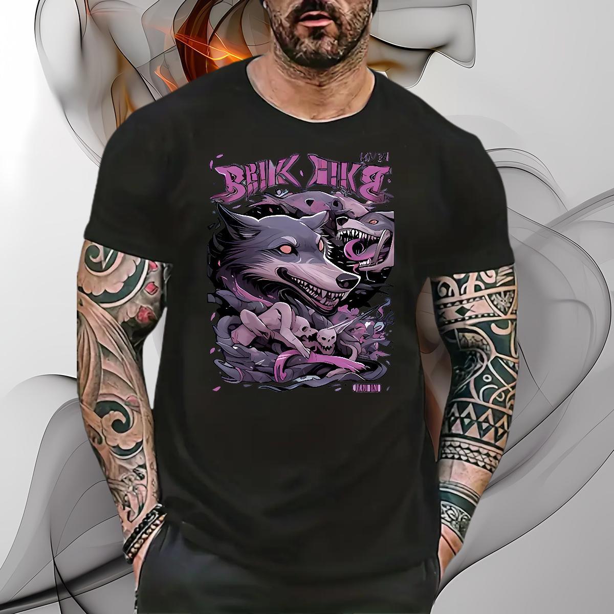 Fashion Designer T-Shirts 100% Cotton 230g wolf Home Outdoor Clothings Short Sleeve O-Neck TOP Quality Men Clothes T-Shirt Skull