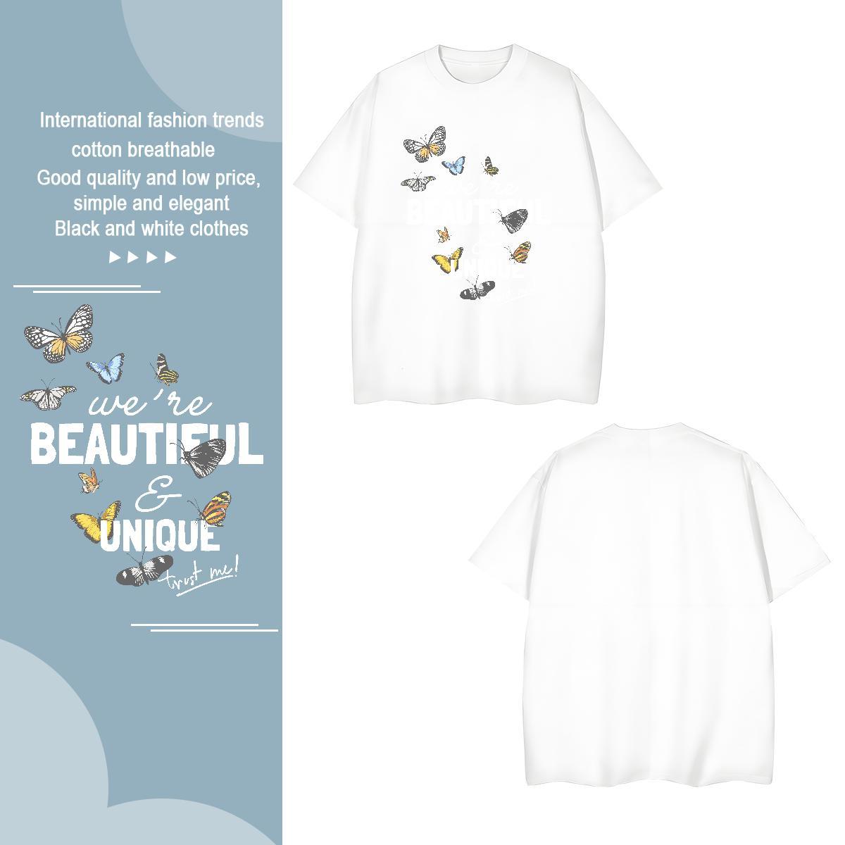 T-Shirts 230g Cotton Butterfly Sports Casual Breathable Short Sleeve Oversized Men Tops Tees Brand High Quality Tee Shirt