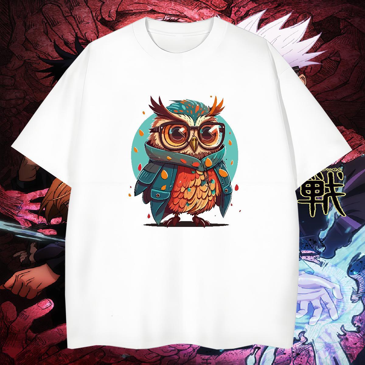 TOP Quality Mens Tshirts 230g Cotton Owl T Shirt For Man Daily Outfit Crew Neck Custom Cartoon Designer Fashion Polos