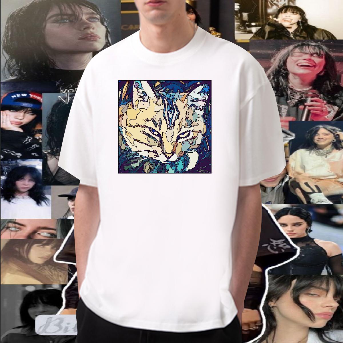 Fashion Designer T Shirts Men 230g Pure Cotton cat Daily Wear Top Tees O Neck Short Sleeves Cool Design Mens Tshirts Cartoon Print