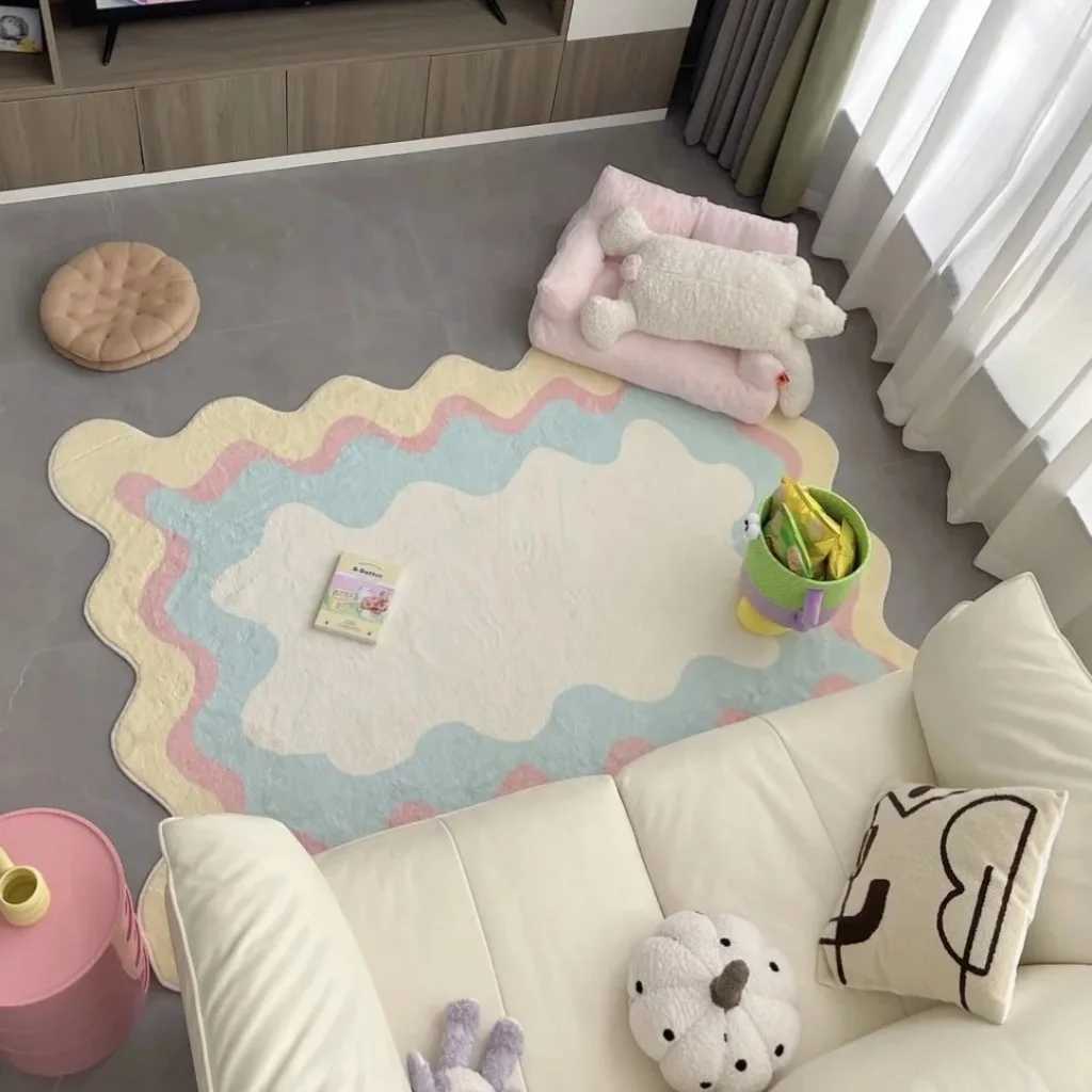 IG Colorful Luxury Living Room Decorative Carpet Cute Room Decor Childrens Play Mat Non-slip Soft Large Area Rug for BedroomM240806