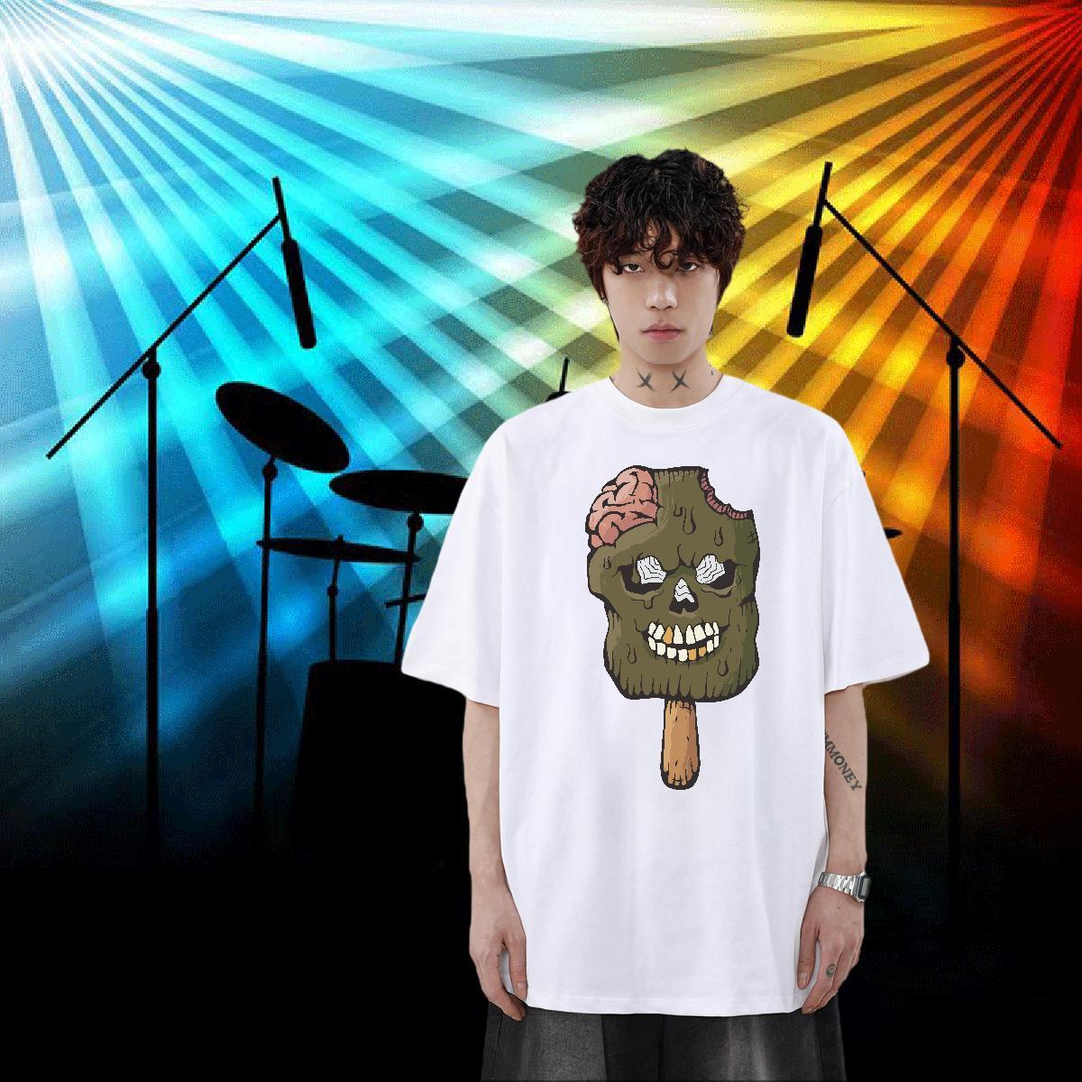 Classic Men T Shirts 230g 100% Cotton monster Hip Hop Street Clothings Round Neck Short Sleeve Free Shipping Men Tees Custom Print Plus Size