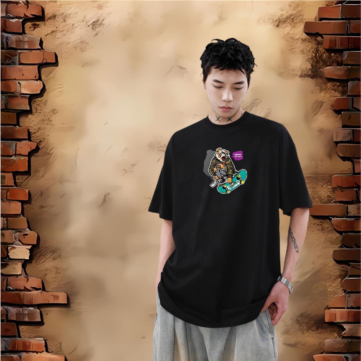 Designer Fashion T Shirt For Man 230g Cotton Daily Wear Clothes Short Sleeve O-Neck Loose Fit Men Tees Customized Print