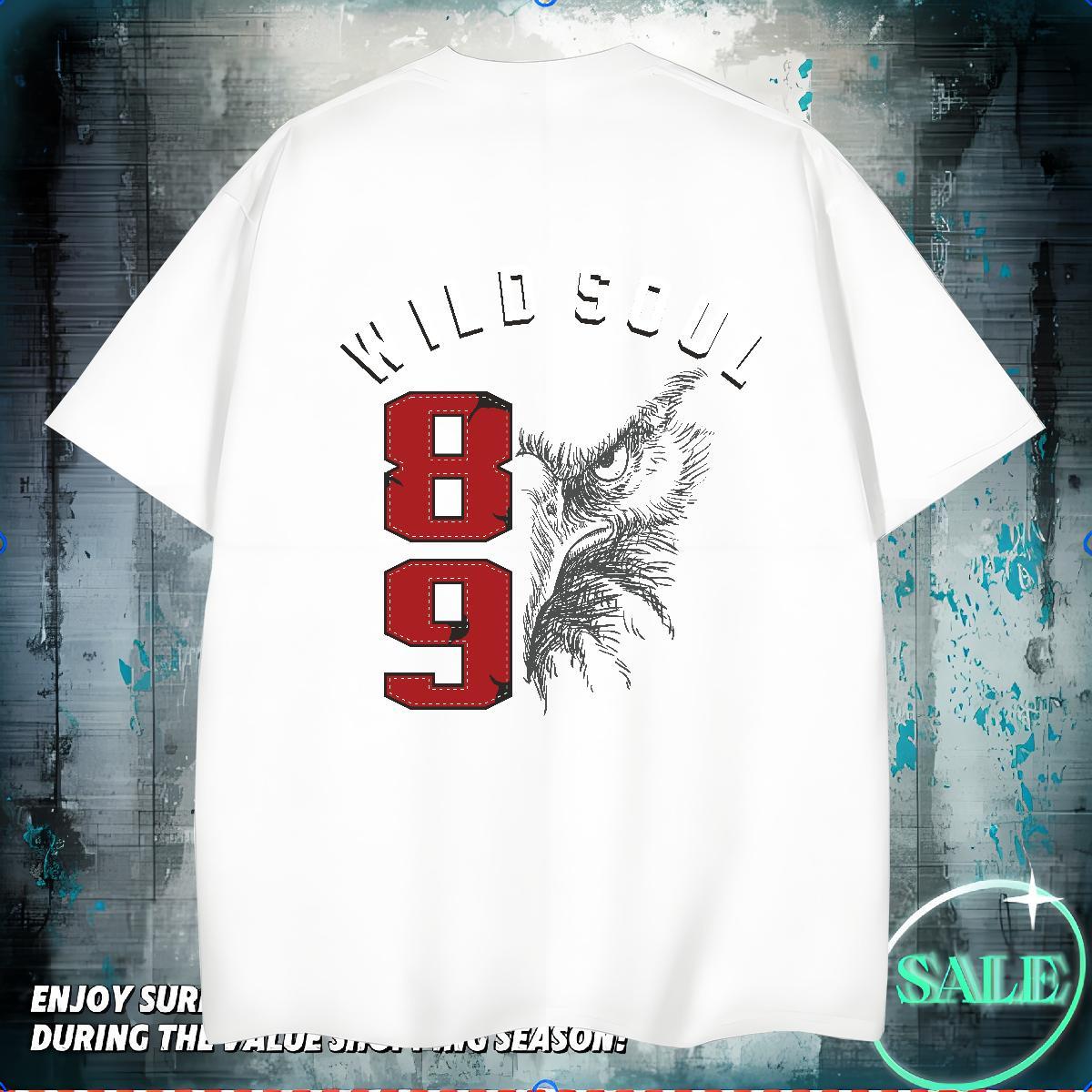 Factory Direct T Shirt For Man 230g Cotton eagle High Street Hip Hop Clothes Round Neck Short Sleeve Free Shipping Mens Tshirts Cartoon Print