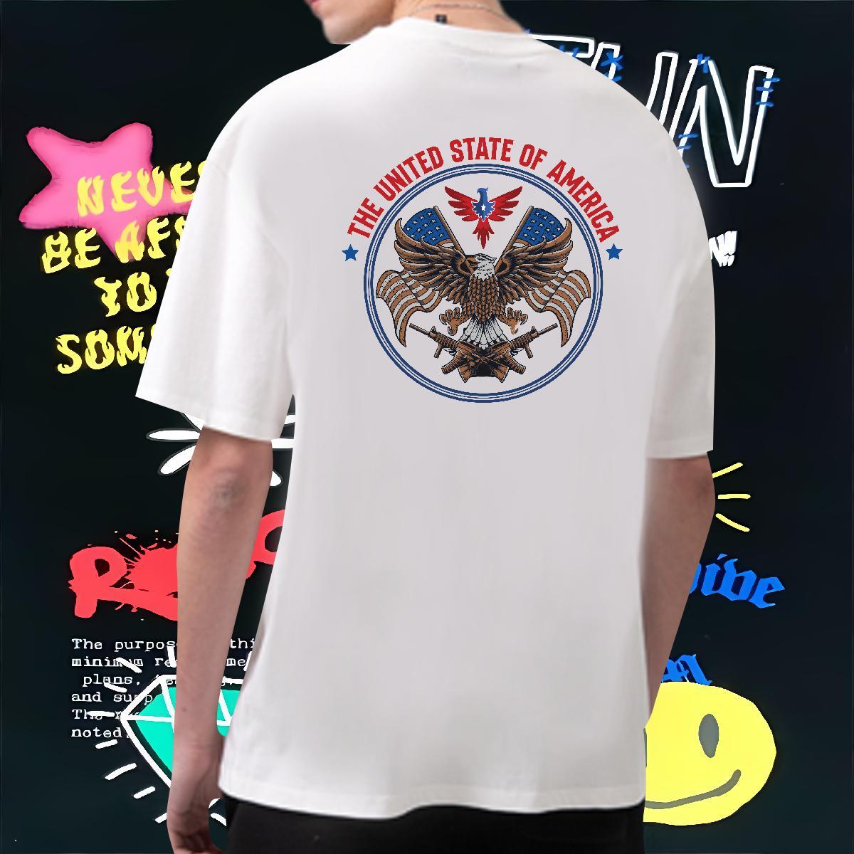 Customized T shirt 230g Cotton eagle Daily Outfit Tops Shirt Short Sleeve O-Neck Free Shipping Men Tees DIY Printed