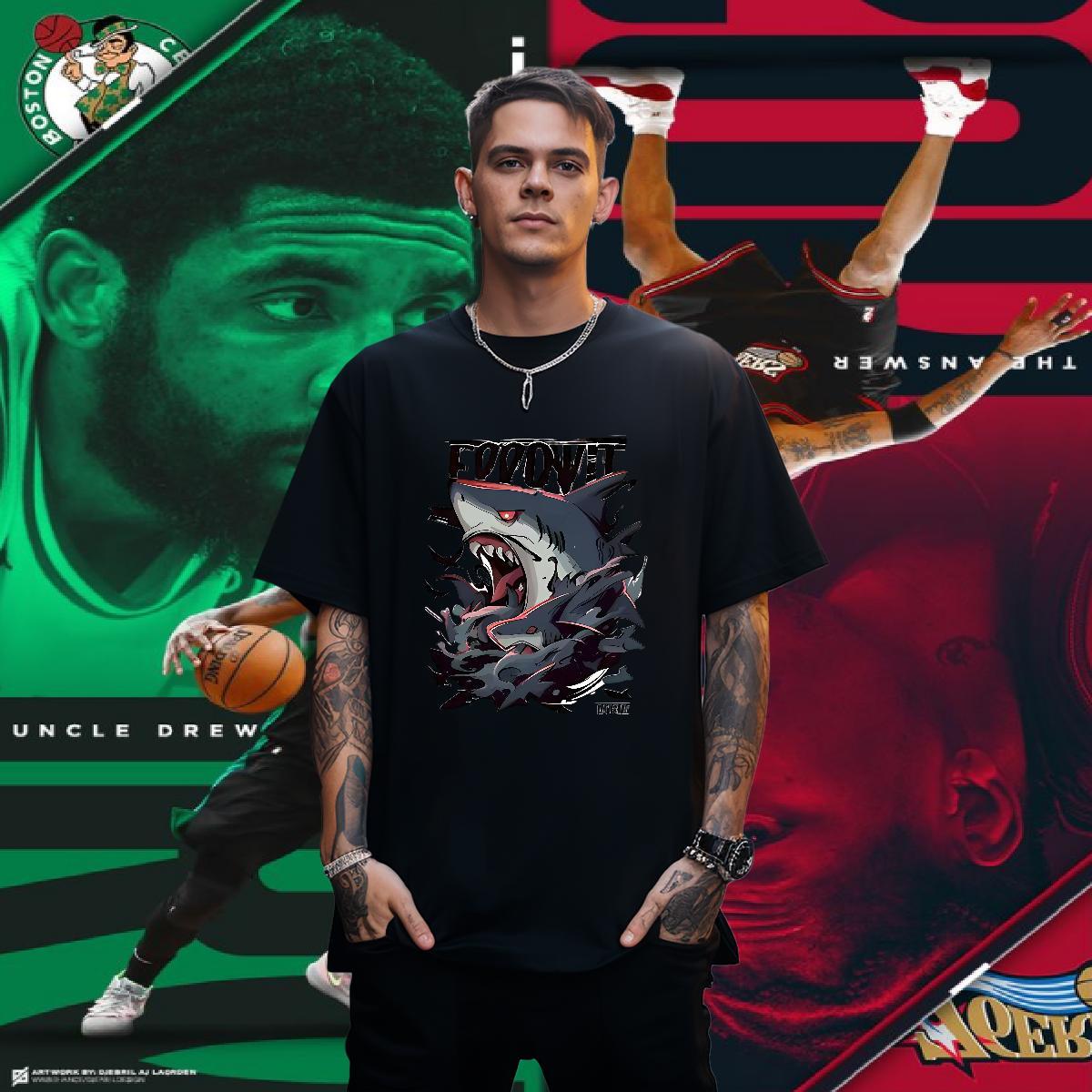 T-Shirts 230g Pure Cotton shark Street Casual Short Sleeve O-Neck Custom Printed Mens Tshirts DIY Comfortable Polos