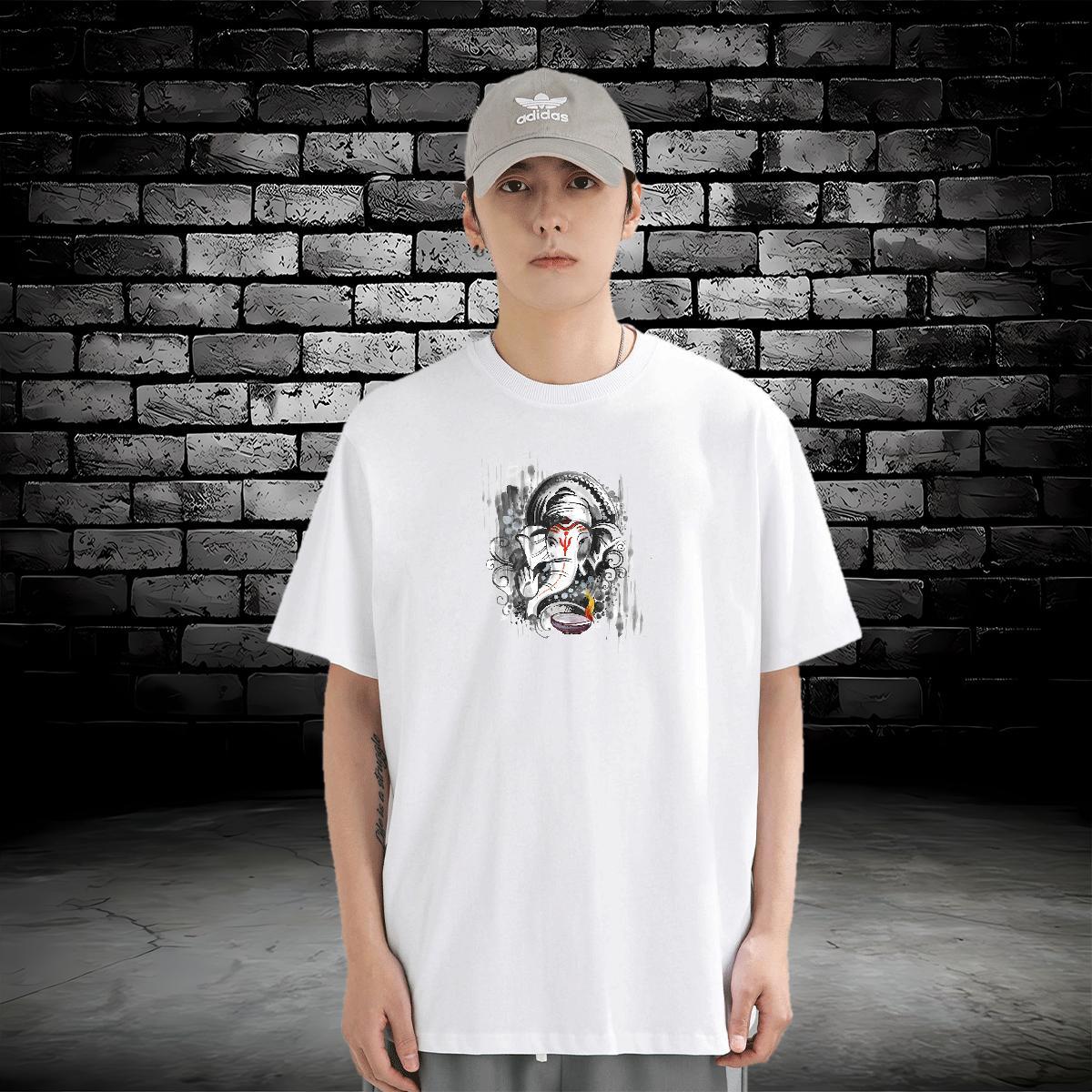 Men T Shirts 230g Cotton Elephant Outdoor Breathable Short Sleeve DIY Printed Men Tops Tees Free Shipping Loose Tops Shirt