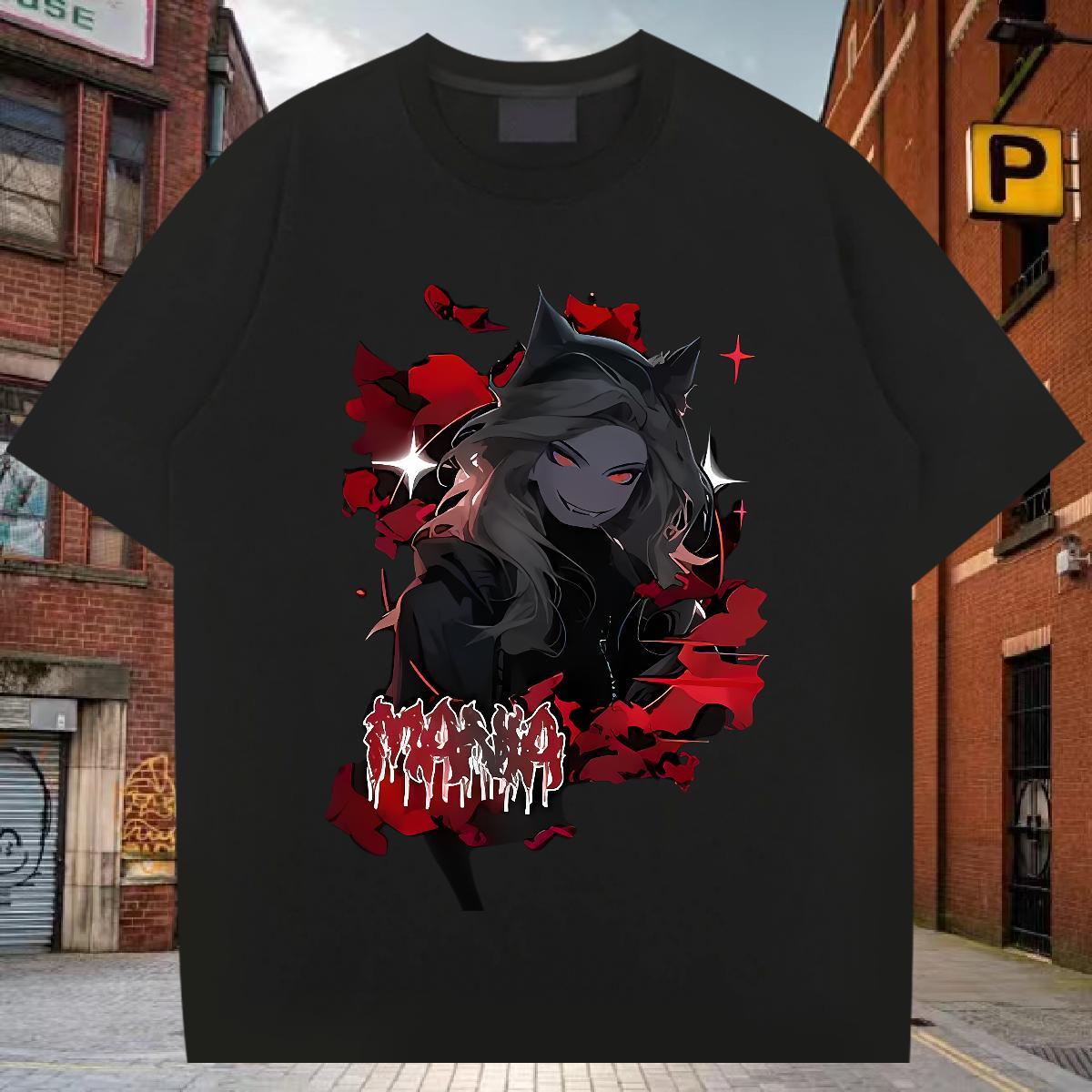 T Shirts Men 230g 100% Cotton scare Spring Summer Pure Cotton Anime Print Tshirt for Man Woman DIY Popular Tshirts