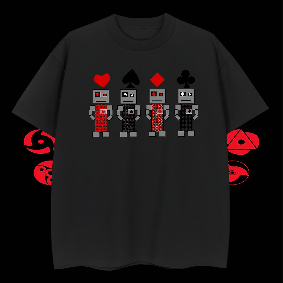 Loose Tshirt for Man Woman 230g Cotton Sports Casual robot Oversized 4XL O Neck Short Sleeves DIY T-Shirts for Men Clothings