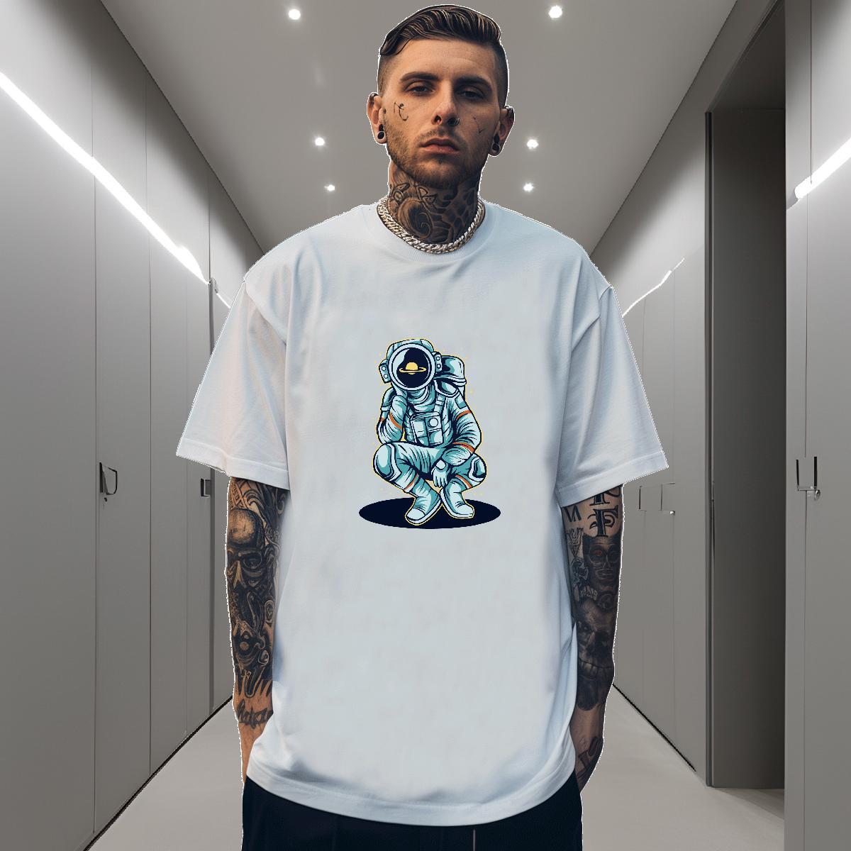 Mens T Shirts 230g Cotton universe Hip Hop Breathable Crew Neck Oversized Tshirts New Arrival Unisex Tops