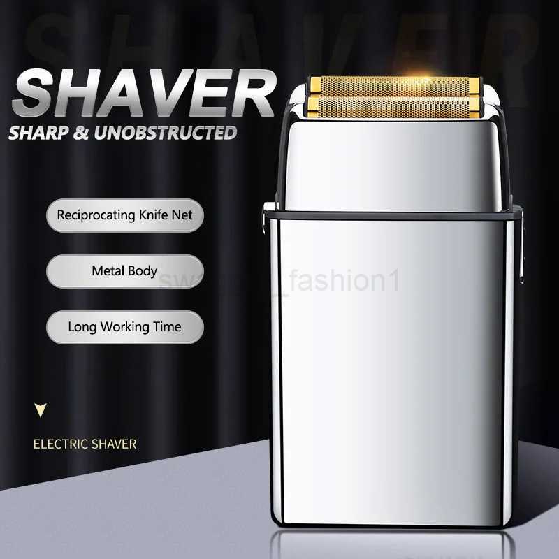 Cordless Metal Rechargeable Hair Beard Electric Shaver For Men Powerful Electric Razor Head Bald Shaving Machine Wet DryXJ240806