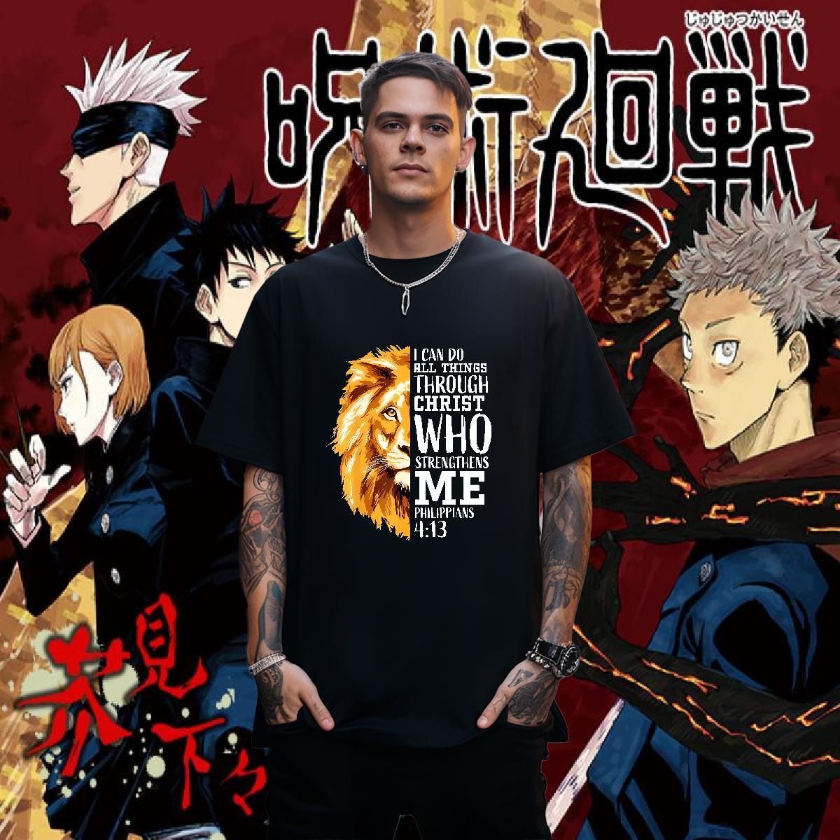 New T Shirts Men 230g Cotton Sports Casual Tshirts Crew Neck Cool Men Tshirts Cartoon Printing L-4XL