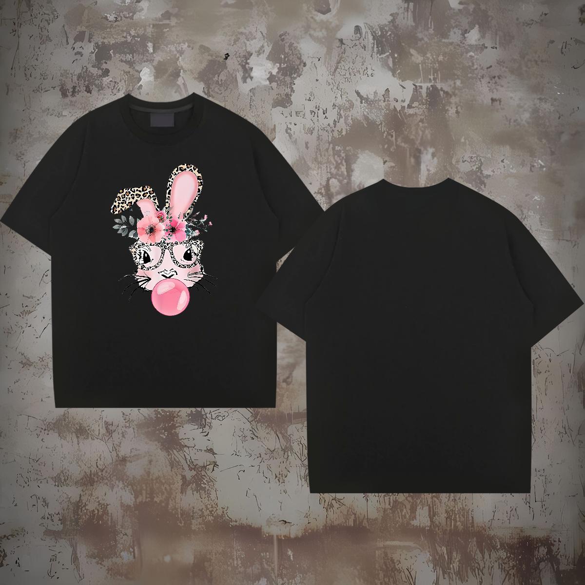Free Shipping T-Shirts 230g Cotton rabbit Street Wear Tops Shirt Breathable Short Sleeve Cool Design Tshirt for Man Woman Black White