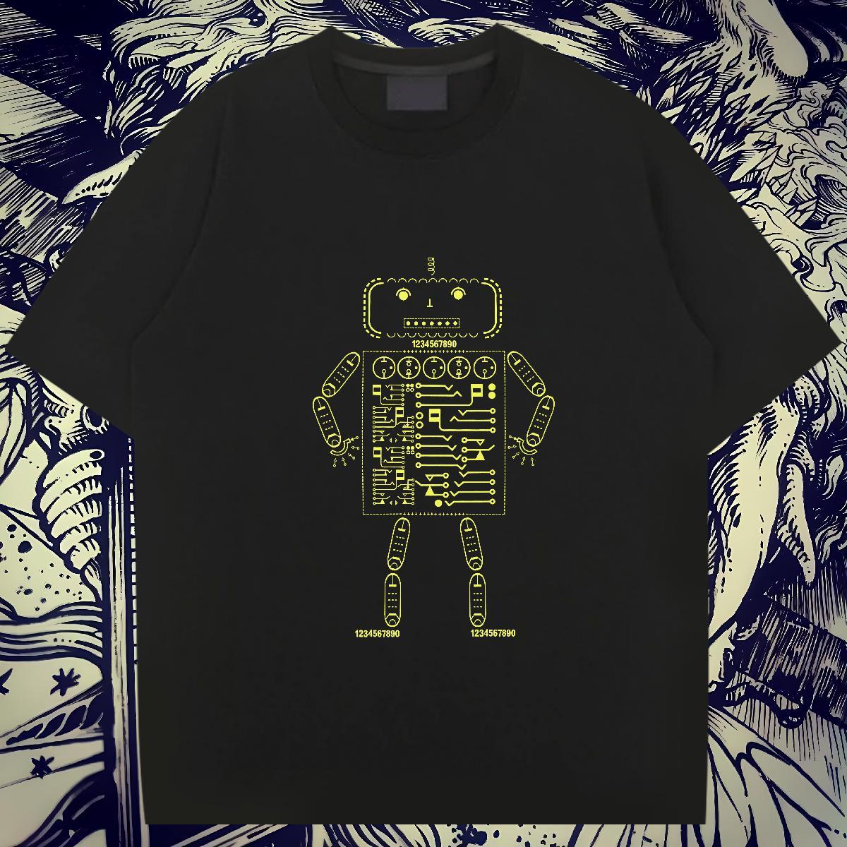 Soft Couples T Shirts 230g 100% Cotton Beach robot DIY Printed Pure Cotton Factory Direct T shirt Tee Shirt