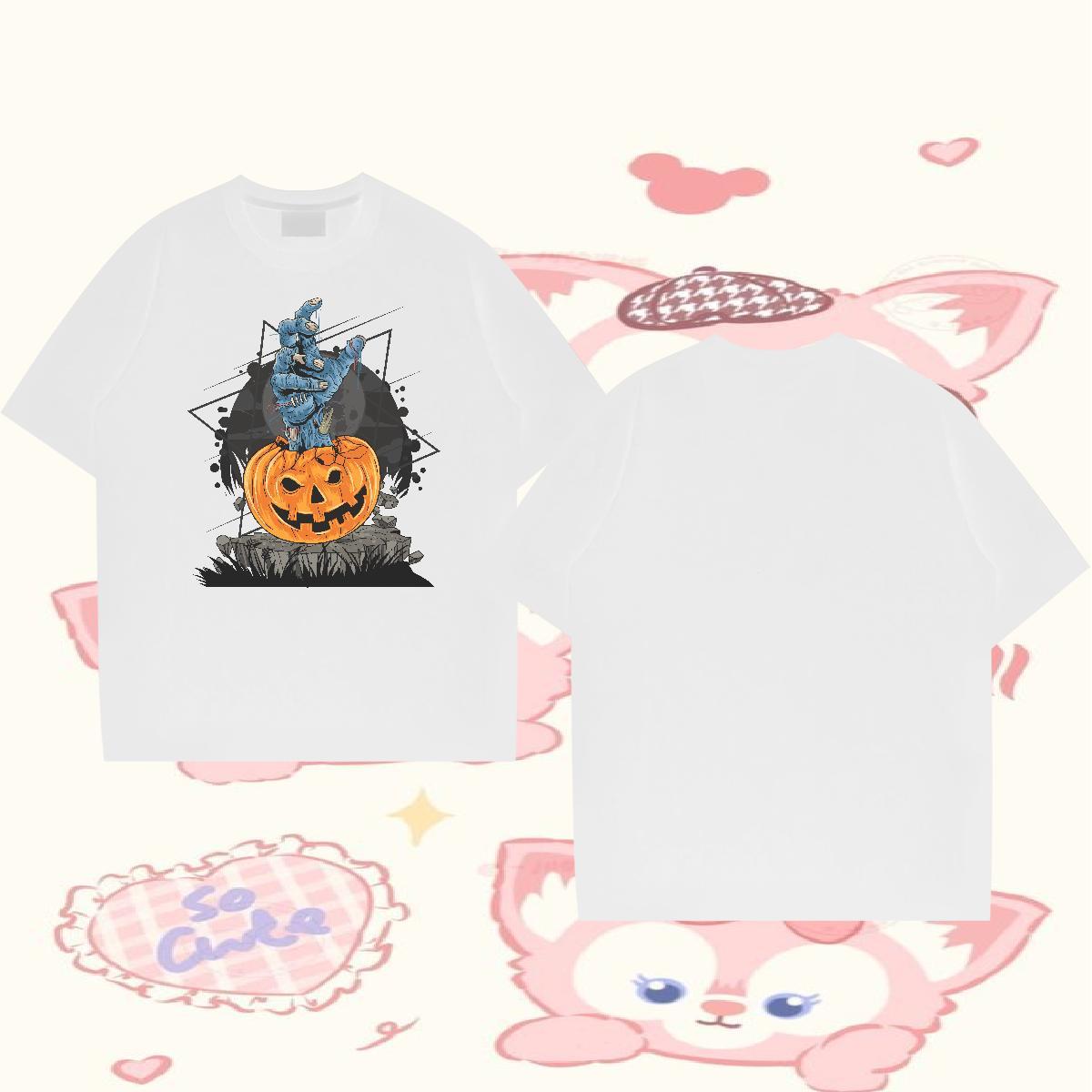 Fashion Design Man T Shirts 230g 100% Cotton pumpkin Spring Summer Tshirts Breathable Crew Neck Loose Fit Tshirt for Man Woman Asian Size