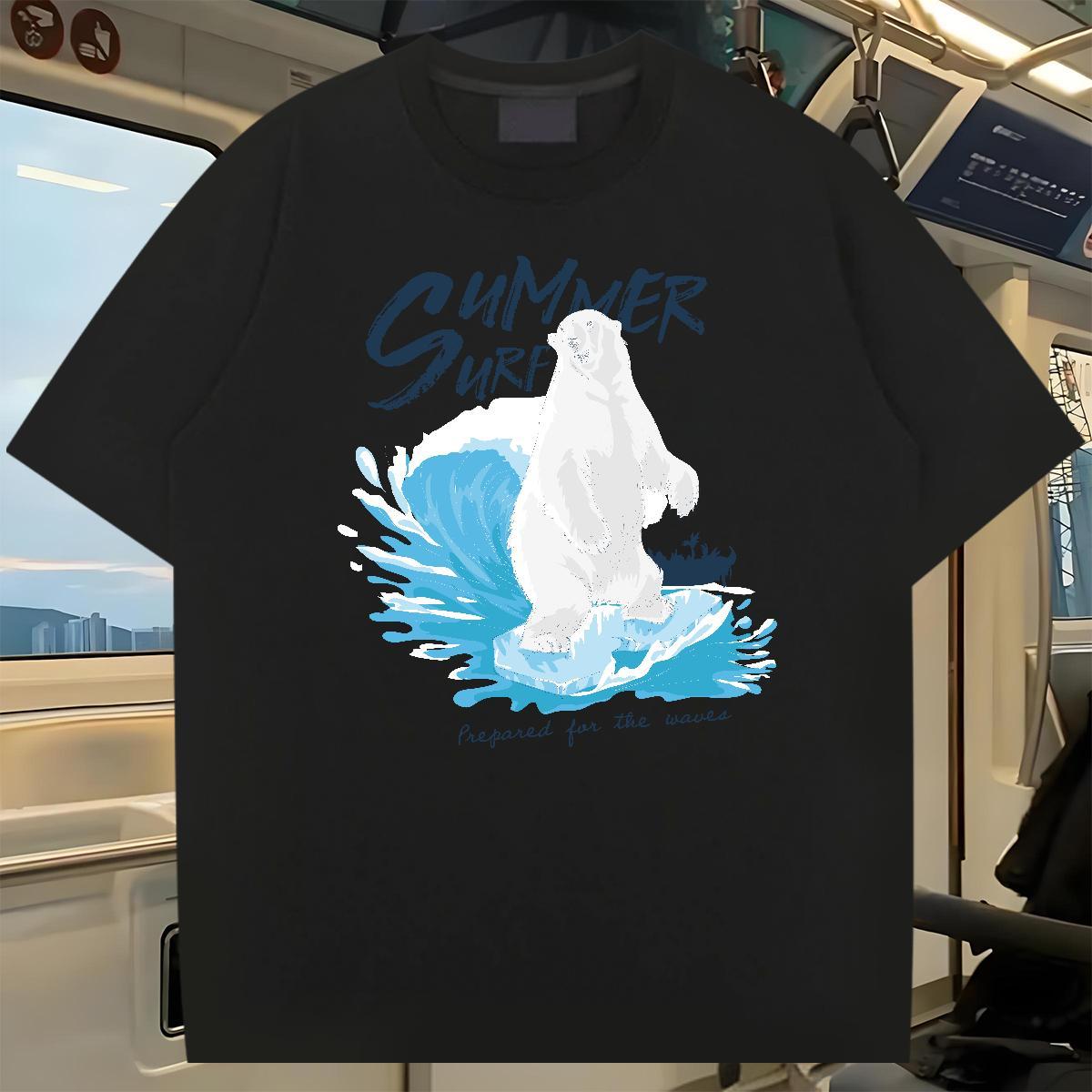 2024 New Man T Shirts 230g Cotton bear Anime Printing Street Polos Short Sleeve Soft Unisex Tshirts Custom Big Size