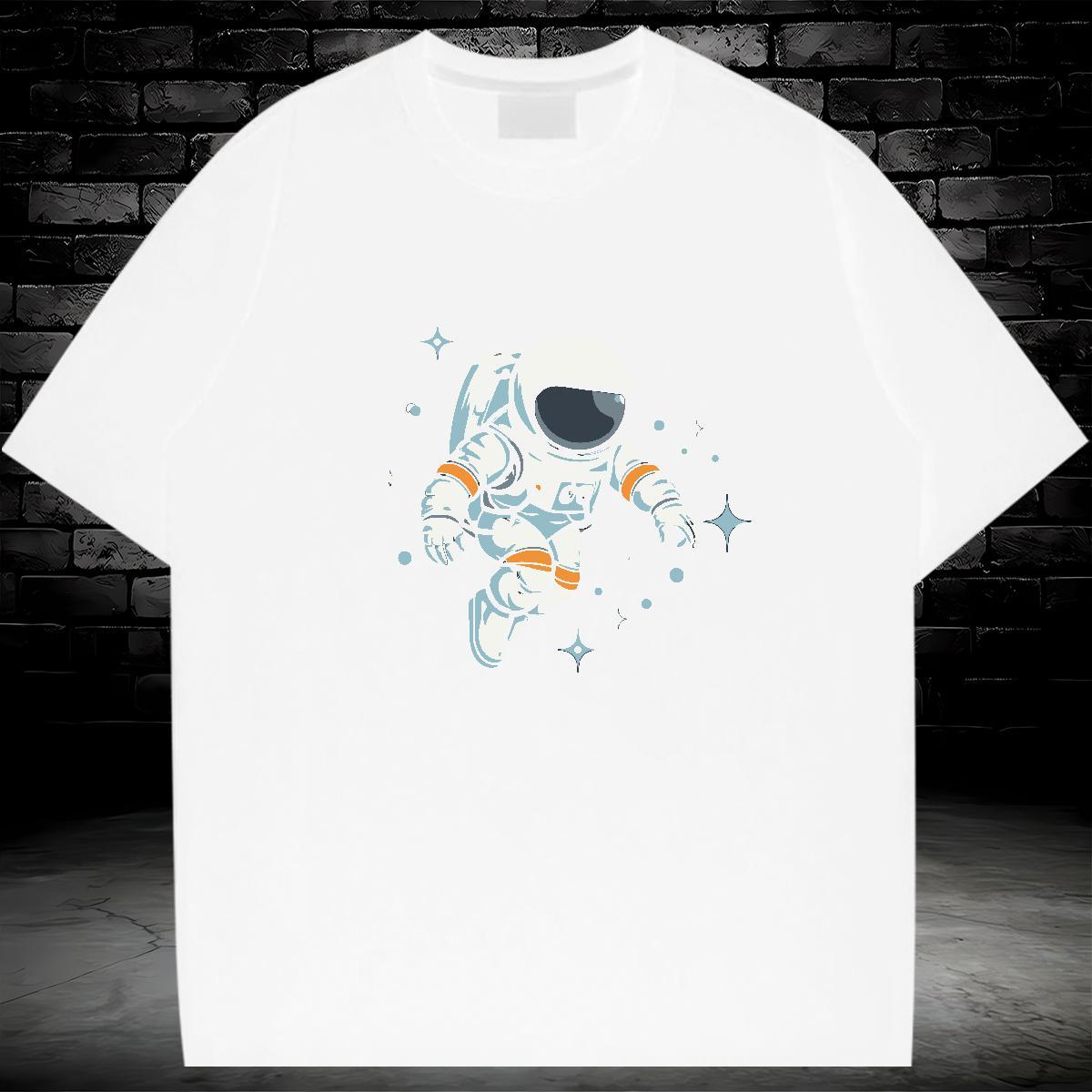 T Shirts Men 230g 100% Cotton cosmonaut Street Breathable Short Sleeve Oversized 4XL Men Tshirts New Comfortable Tops Tees