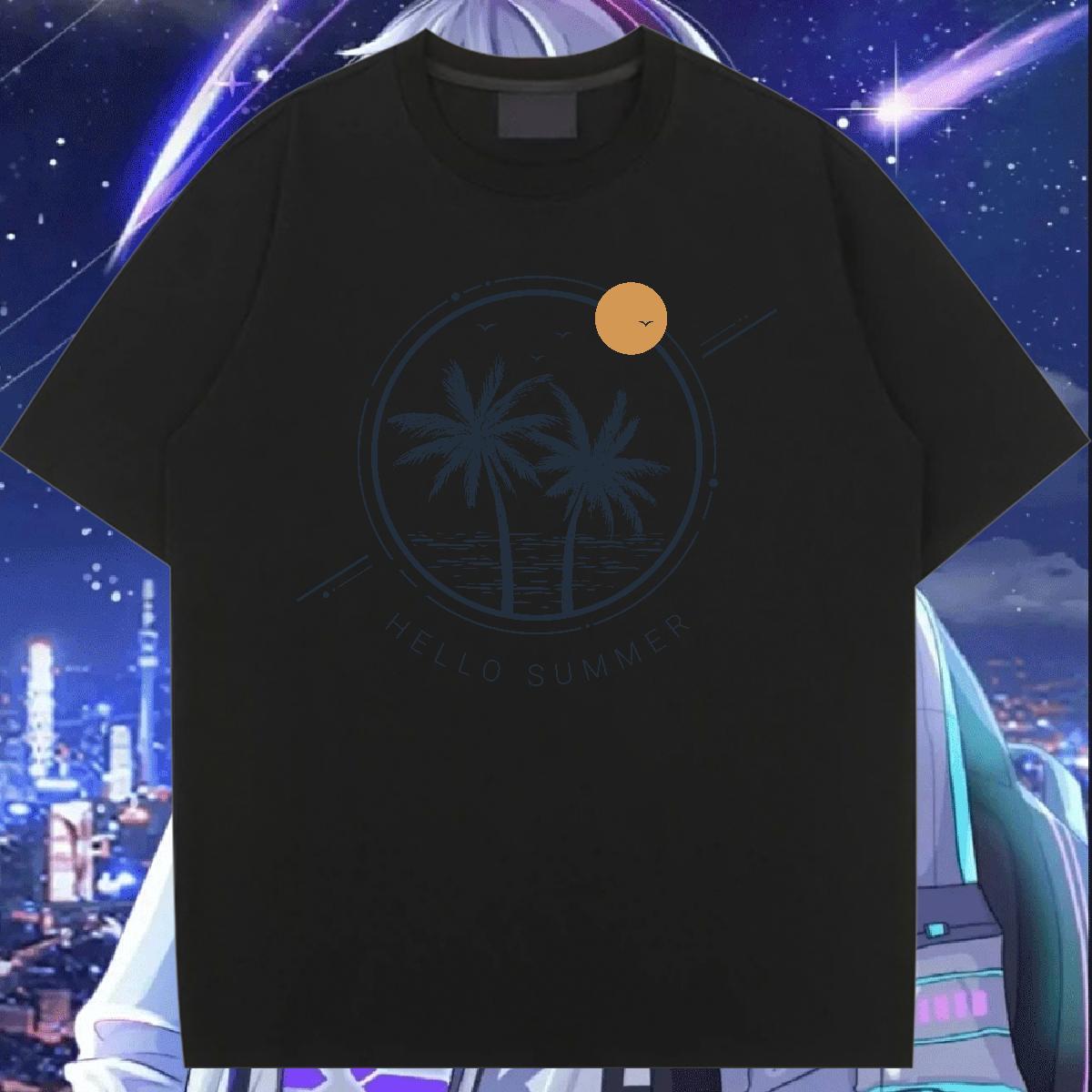 5A Women T Shirts O-Neck Short Sleeve Women Tees Skull sun Hip Hop Street 100% Cotton 230g Casual New Tee Shirt