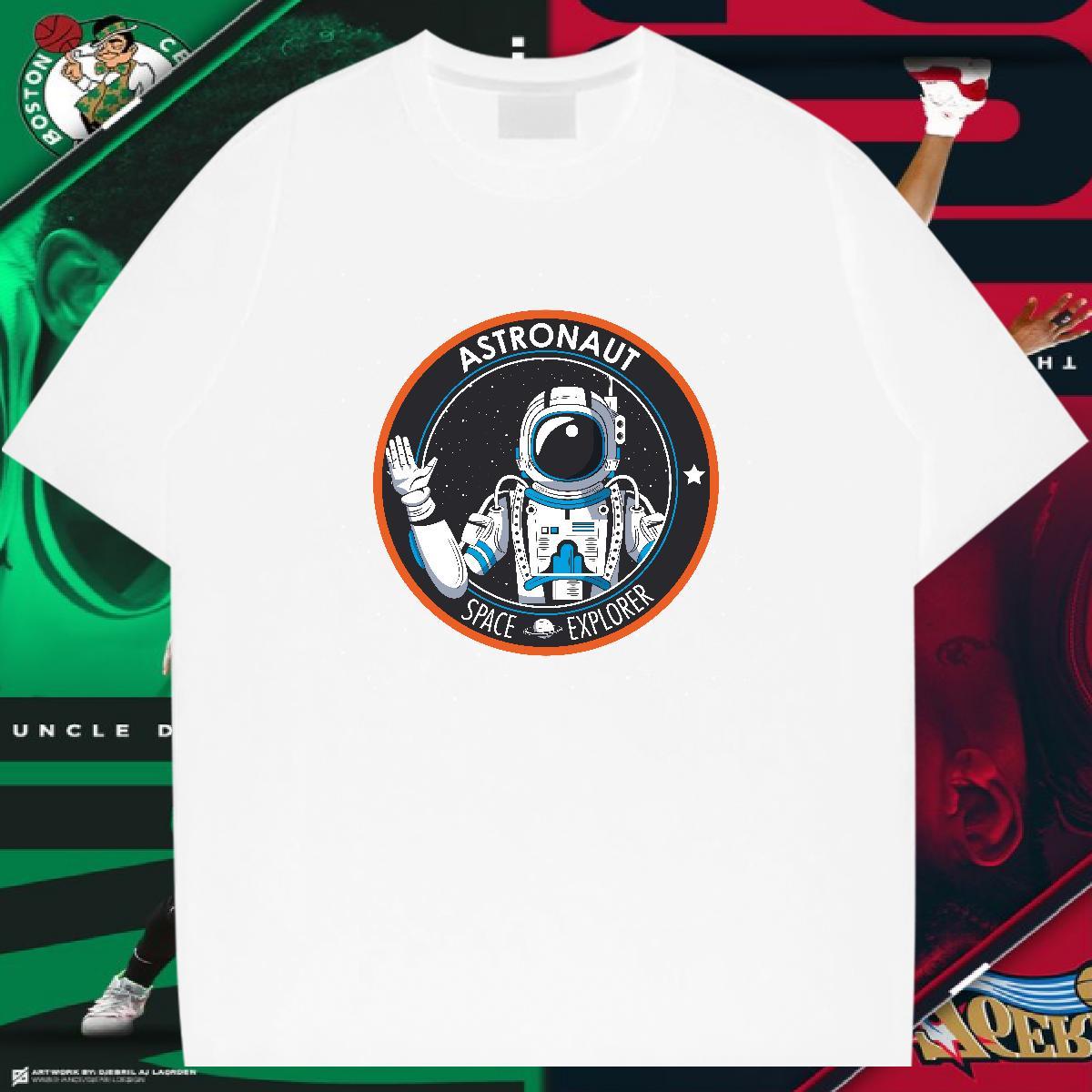 Mens T Shirts 100% Cotton 230g cosmonaut Daily Wear Breathable Asian Size Couples T Shirts Designer Loose Fit Tees