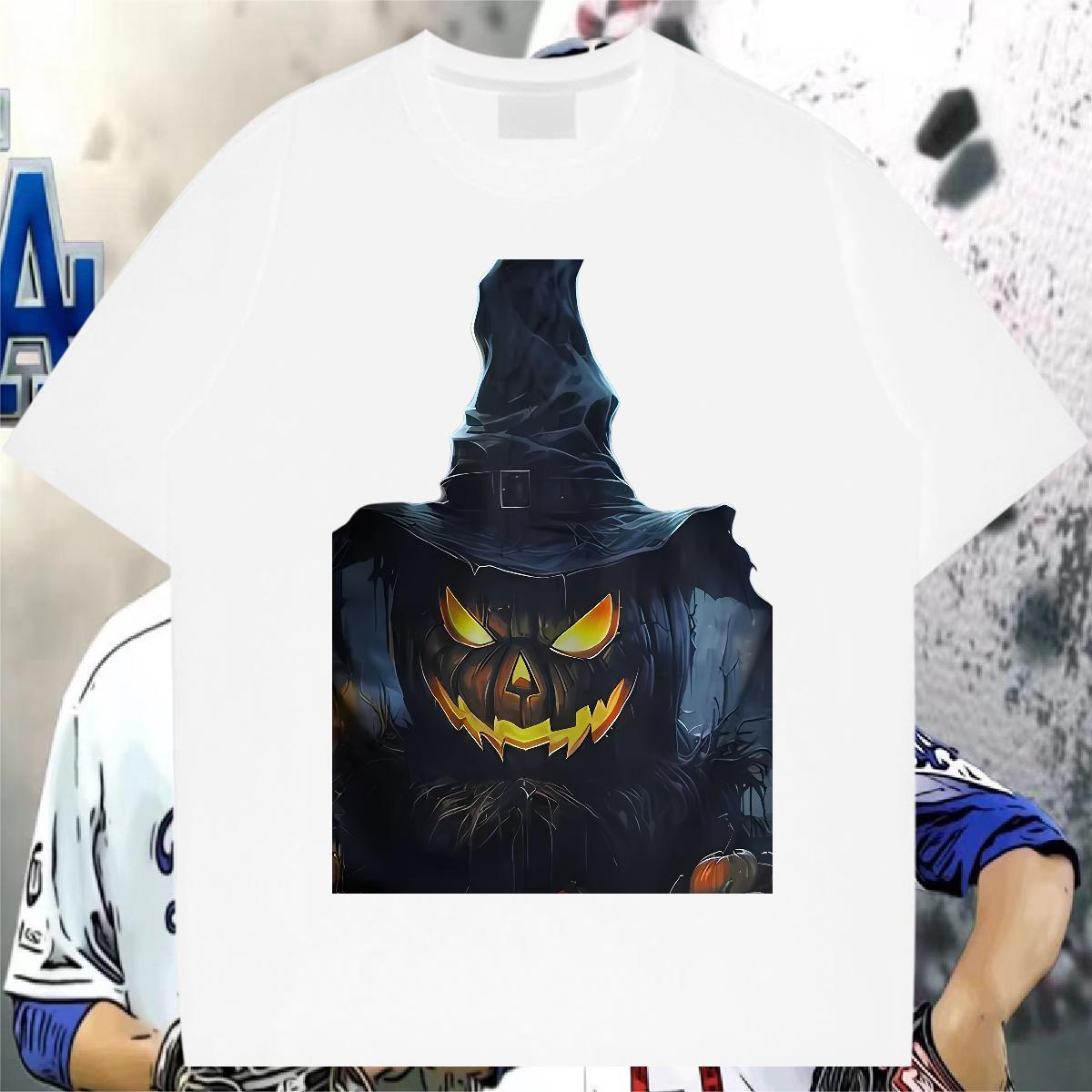 T-Shirts 230g Cotton halloween Casual Daily Wear O Neck Short Sleeves Skull Men Clothes T-Shirt Stylist Unisex Clothings