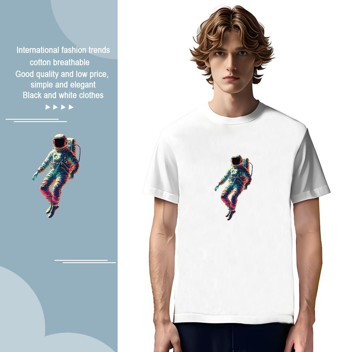 Men T Shirts 230g Cotton cosmonaut Sport O Neck Short Sleeves Asian Size Couples T Shirts Designer Fashion Free Shipping Tees Shirts