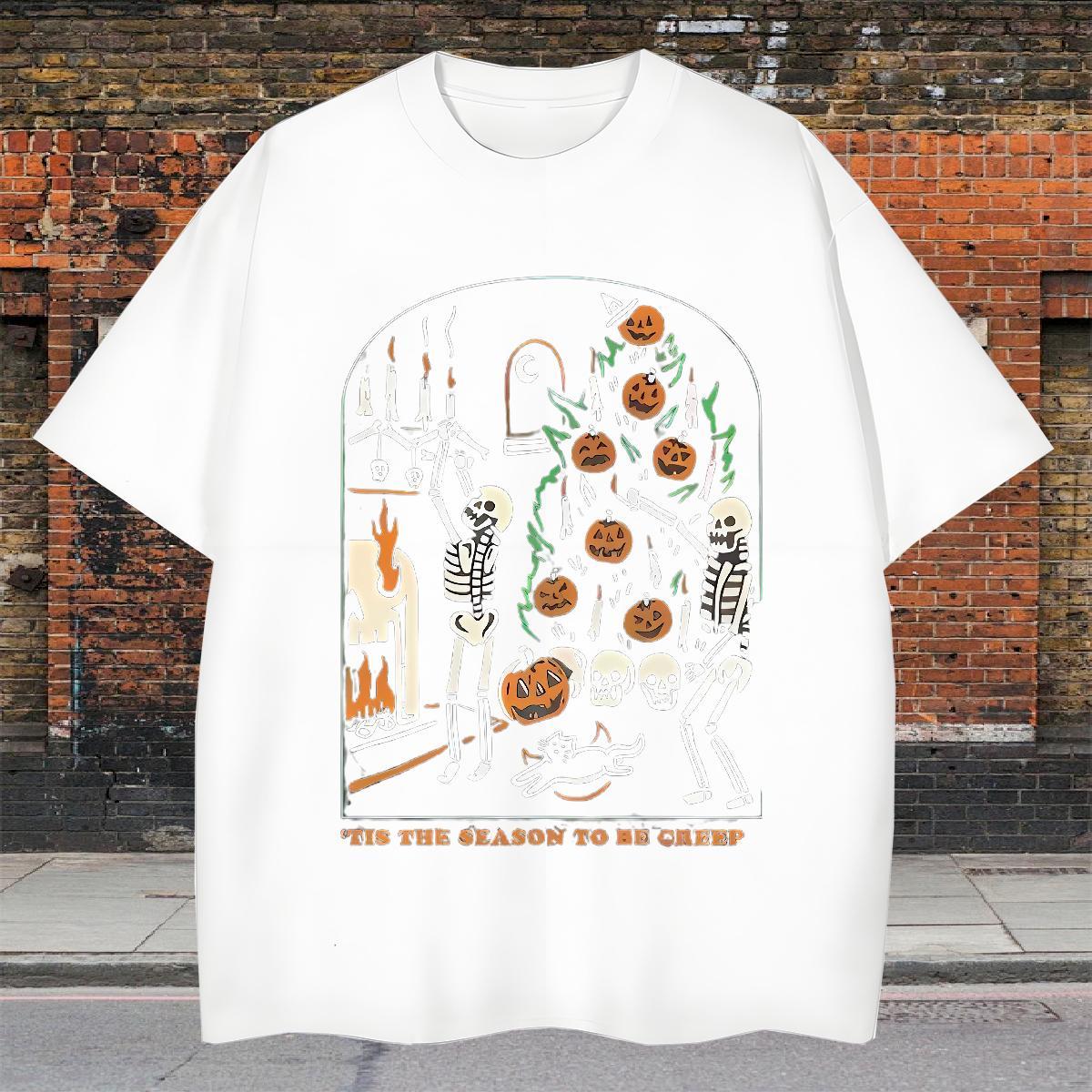 Fashion Men T Shirts 230g 100% Cotton pumpkin Street Casual Wear Breathable Crew Neck Popular Men Clothes T-Shirt Custom Print Oversized