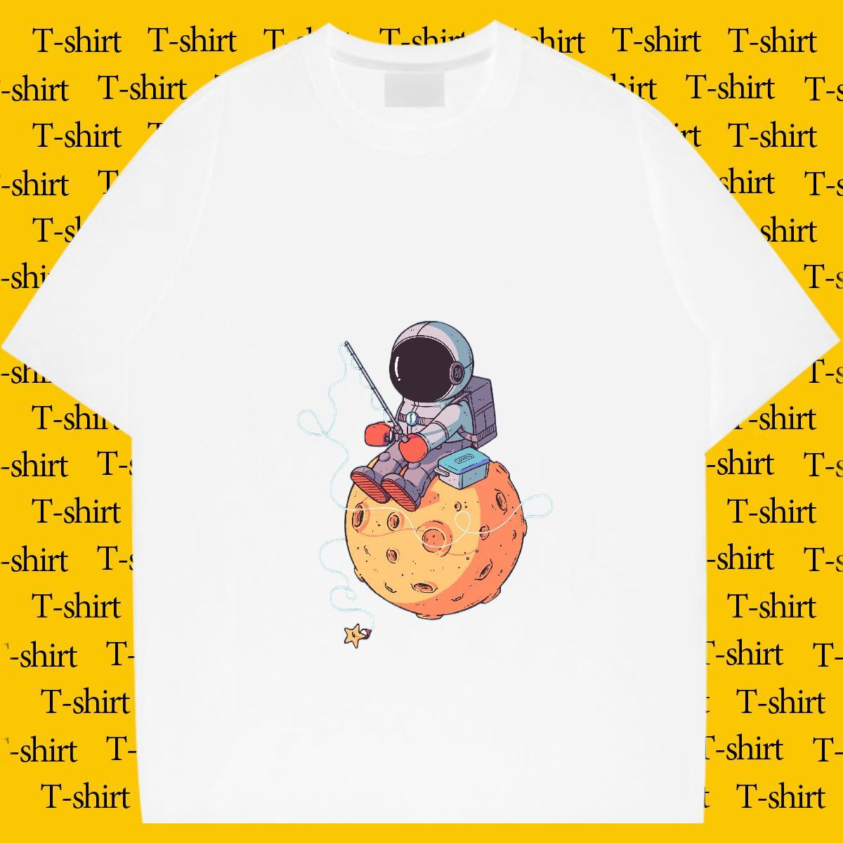 Free Shipping T-Shirts Top Tees 230g Pure Cotton Street Casual Loose Fit Cartoon Printing L-4XL Breathable Short Sleeve Tshirt for Man Woman
