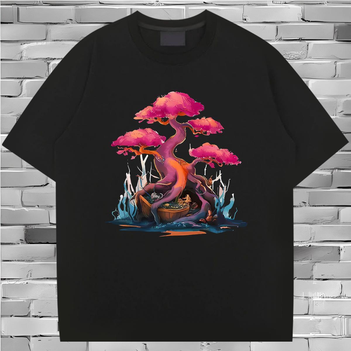 T Shirts Men 230g Pure Cotton tree Street Casual Breathable Soft Oversized Tshirt for Man Woman Fashion Design Classic Tees