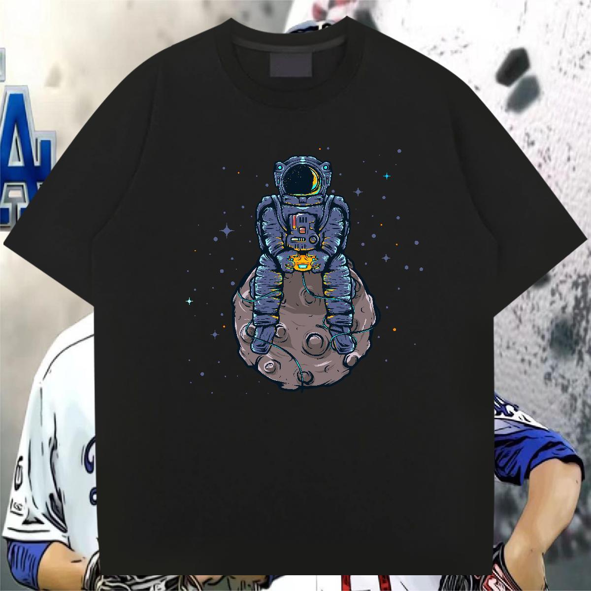 T-Shirts 100% Cotton 230g universe Home Outdoor Breathable Soft Cartoon Printing L-4XL Men Tshirts DIY Customized High Quality Tees Shirts