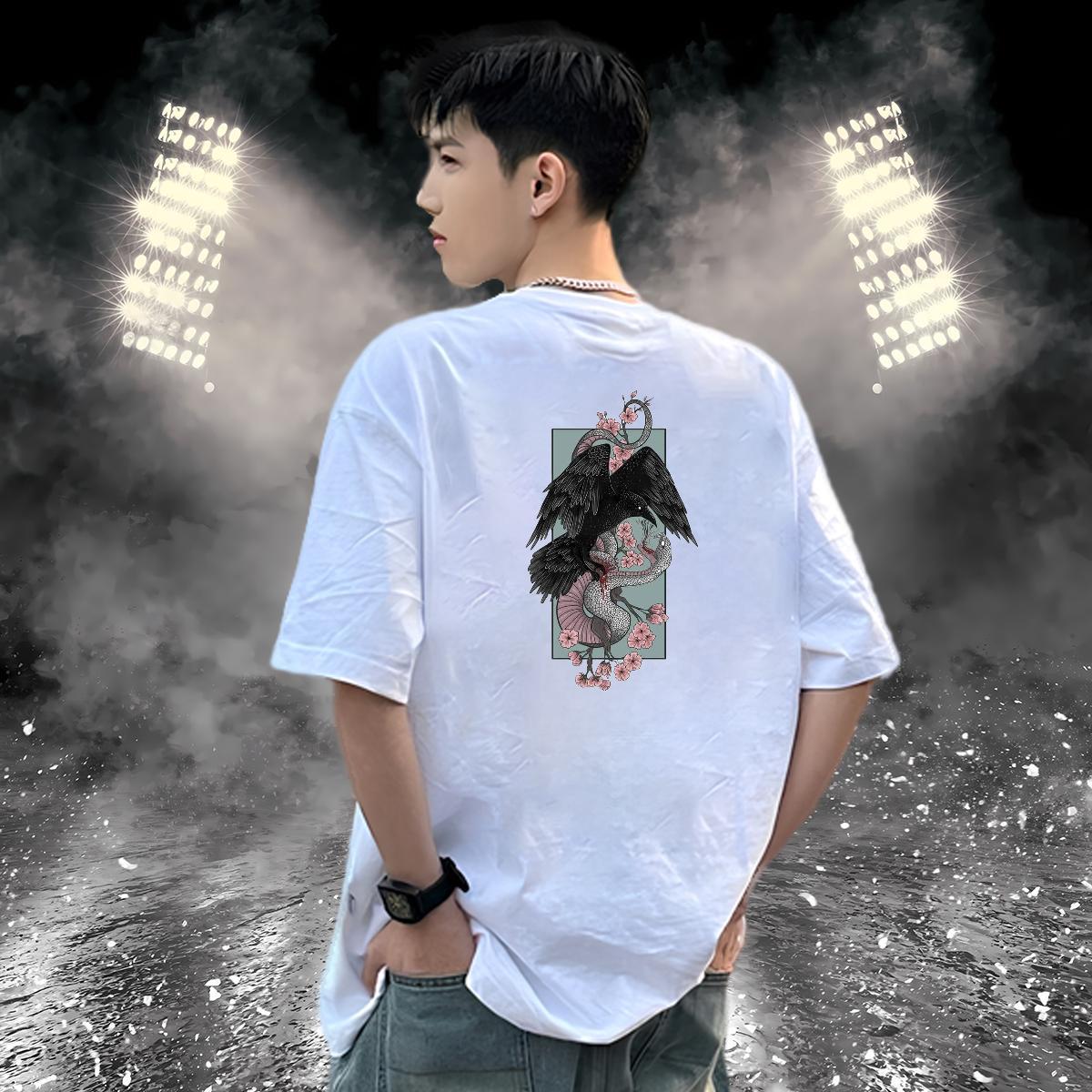 2024 Summer Man T Shirts 230g Cotton eagle Summer Casual Tees O-Neck Short Sleeve Wholesale Men Clothes T-Shirt Graphic