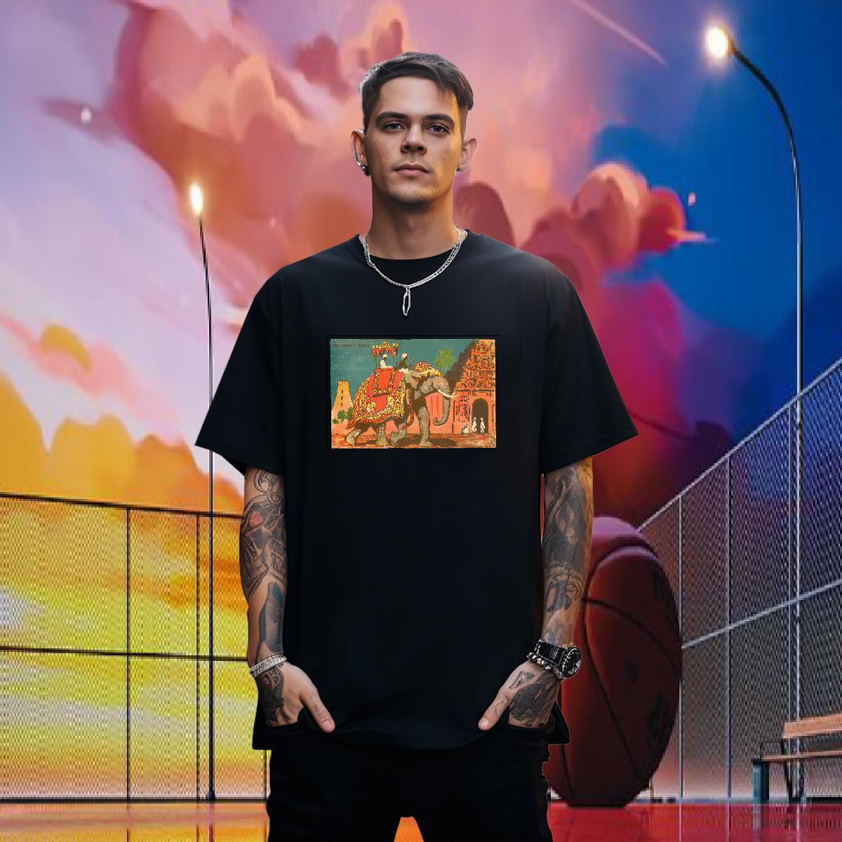 2024 DIY Men T Shirts 230g 100% Cotton Elephant Daily Wear Tshirts Round Neck Short Sleeve TOP Quality Couples T Shirts Anime Print