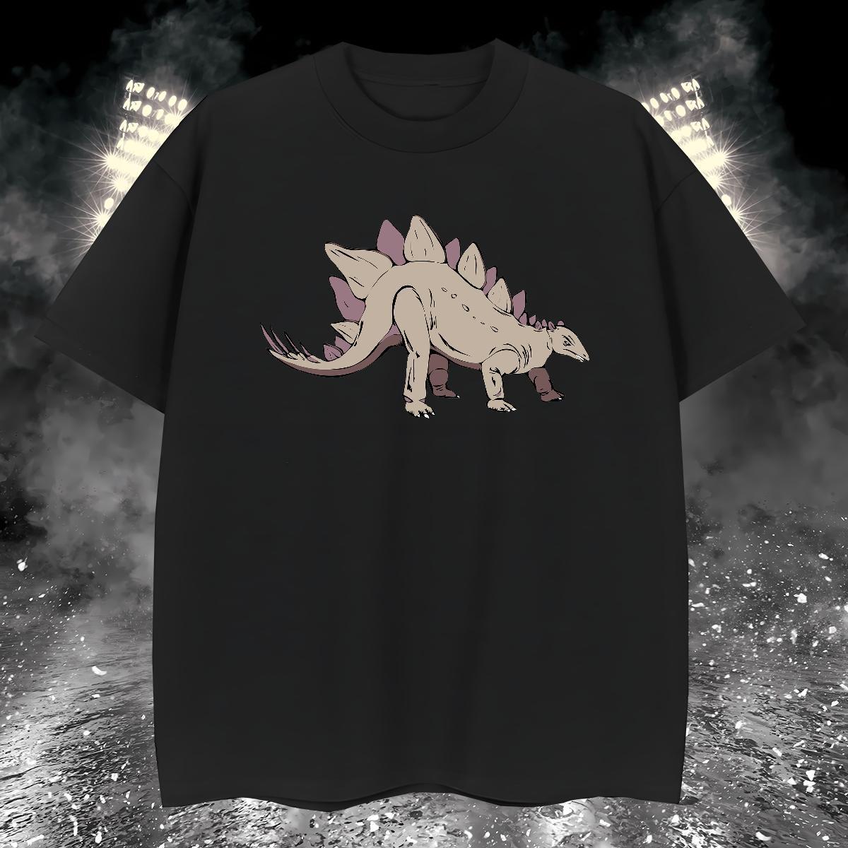 Men T Shirts 230g Pure Cotton dinosaur Street wear Hip Hop Breathable Short Sleeve Custom Anime Men Tees 2024 Summer Cool Tees Shirts
