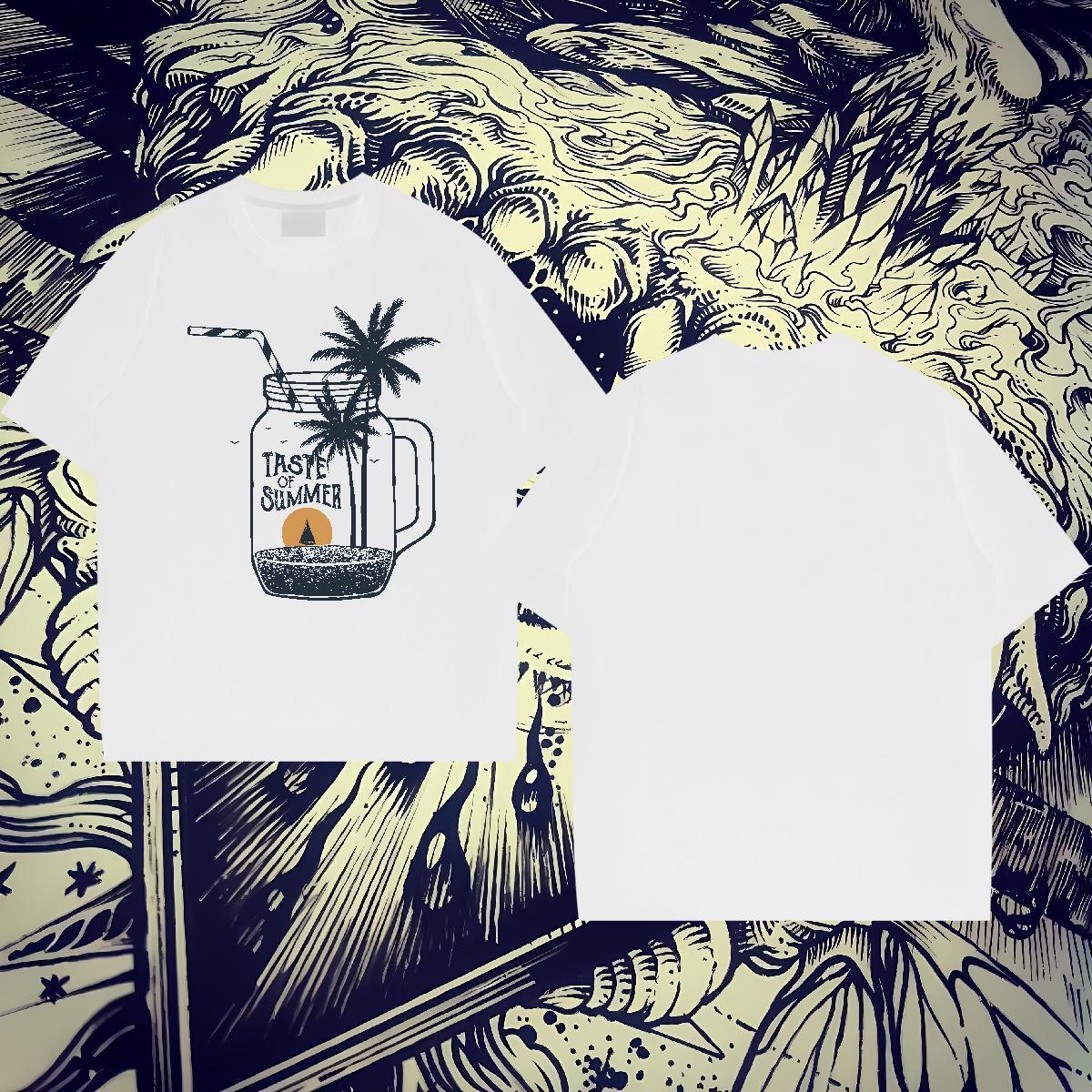 Loose Tshirts 230g 100% Cotton Casual Daily Wear sun DIY Anime Pure Cotton Fashion New T Shirts Men Tops Shirt