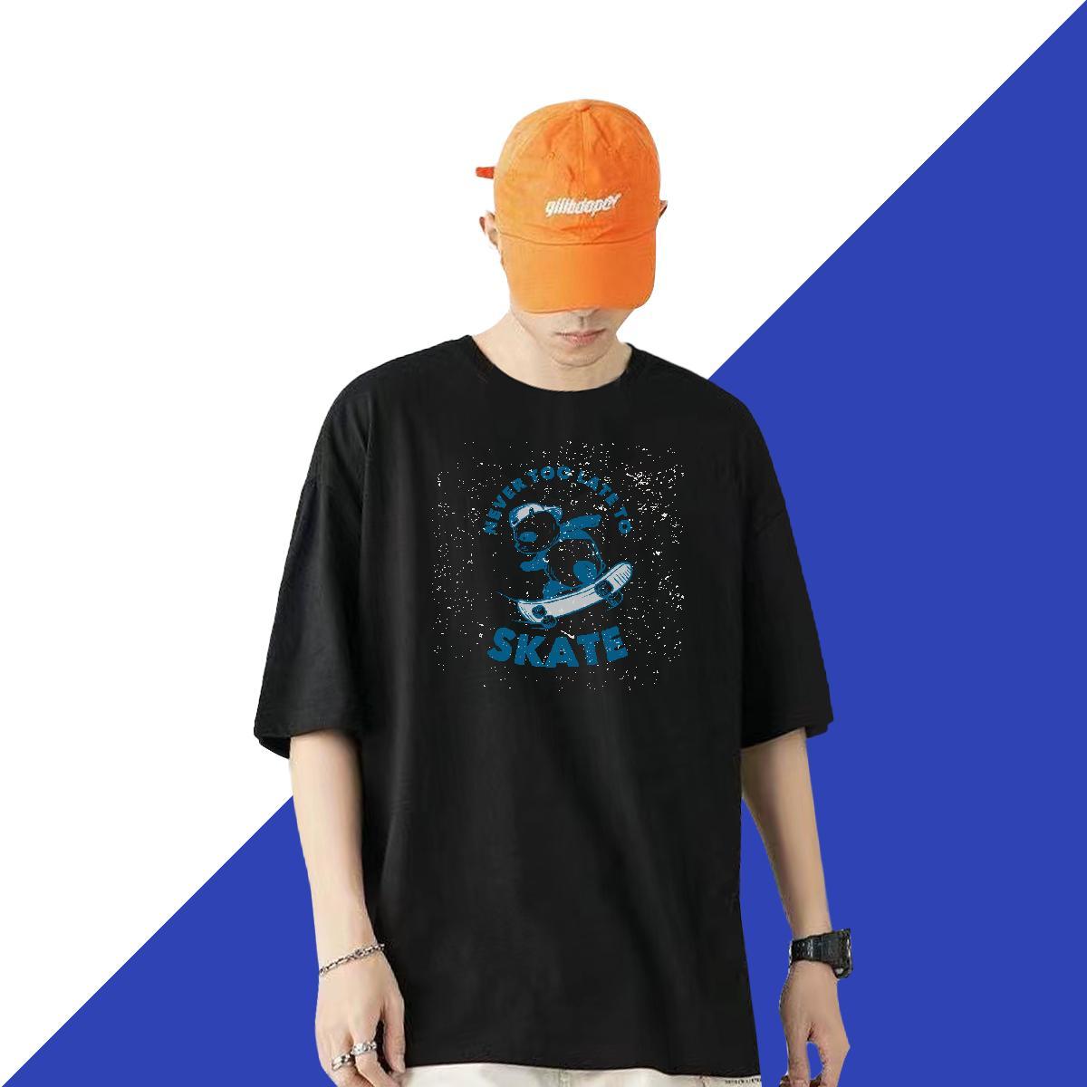Free Shipping T Shirt For Man 100% Cotton 230g Casual Tees Shirts Breathable Crew Neck Popular Men Tees Anime