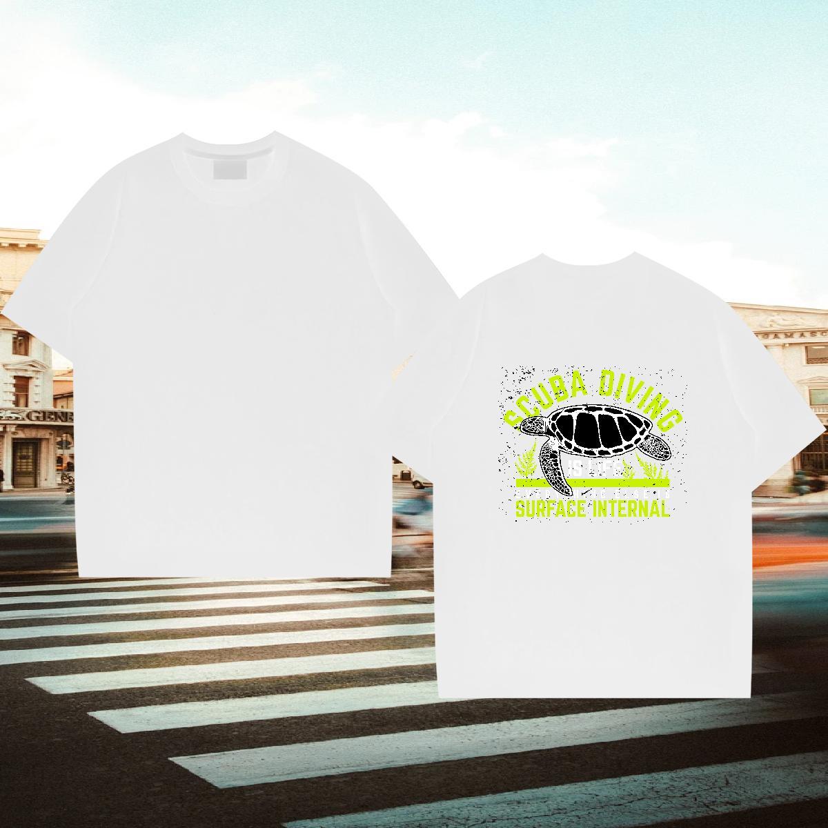 Fashion Casual T-Shirts for Men 230g Pure Cotton Summer Casual Clothings O Neck Short Sleeves Cool Tshirts White Plus Size