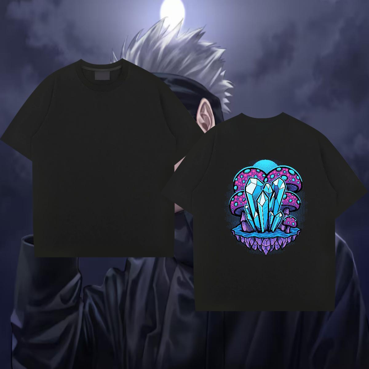 New Designer Mens T Shirts 230g 100% Cotton mushroom Home Outdoor Tops Breathable Soft Loose Fit Tshirts Black White