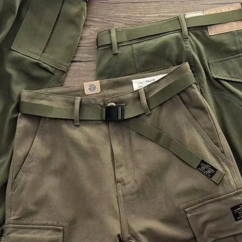 Mens Cargo Pants Korean Male Trousers Khaki Aesthetic Loose Straight Luxury Fashion Vintage High Quality Plus Size Baggy 240806