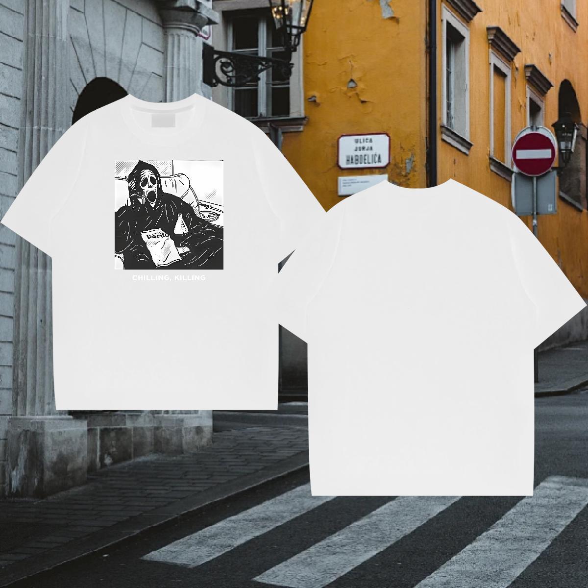 New Arrival Man T Shirts skull Tees Shirts 100% Cotton 230g Sport Comfortable Oversized 3XL 4XL Crew Neck Men Clothes T-Shirt