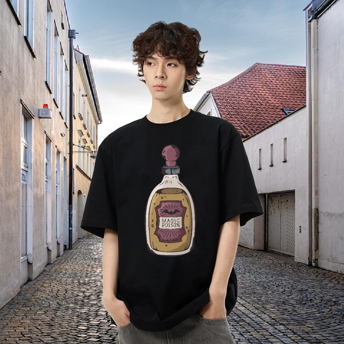 DIY Customized Mens T Shirts 230g Cotton bottle Sport Tee Shirt Breathable Cool Design Men Clothes T-Shirt Cartoon Printing L-4XL