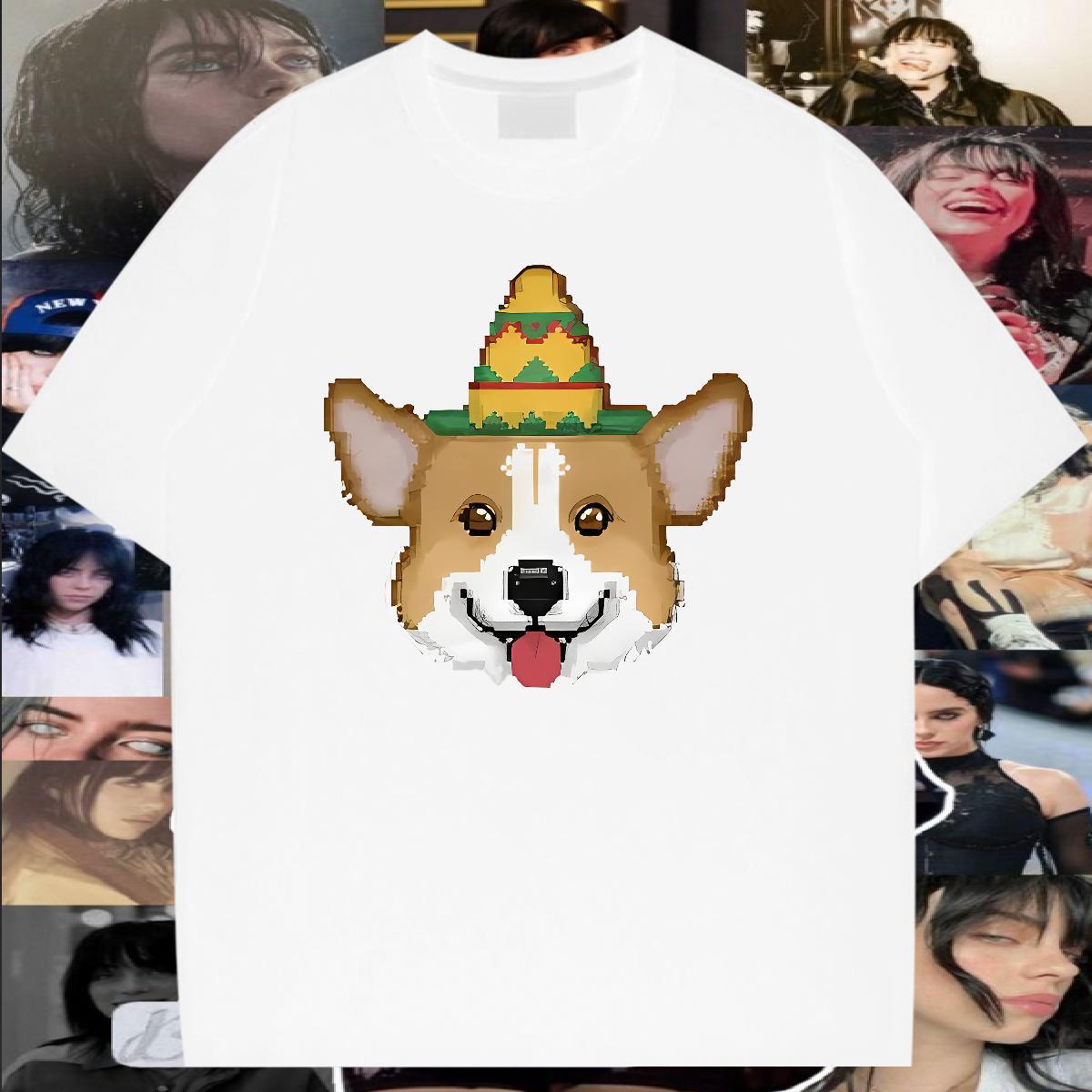 Free Shipping Man T Shirts 230g 100% Cotton dog Street wear Hip Hop Tees Shirts O-Neck Short Sleeve Cool Design Couples T Shirts Custom Printing
