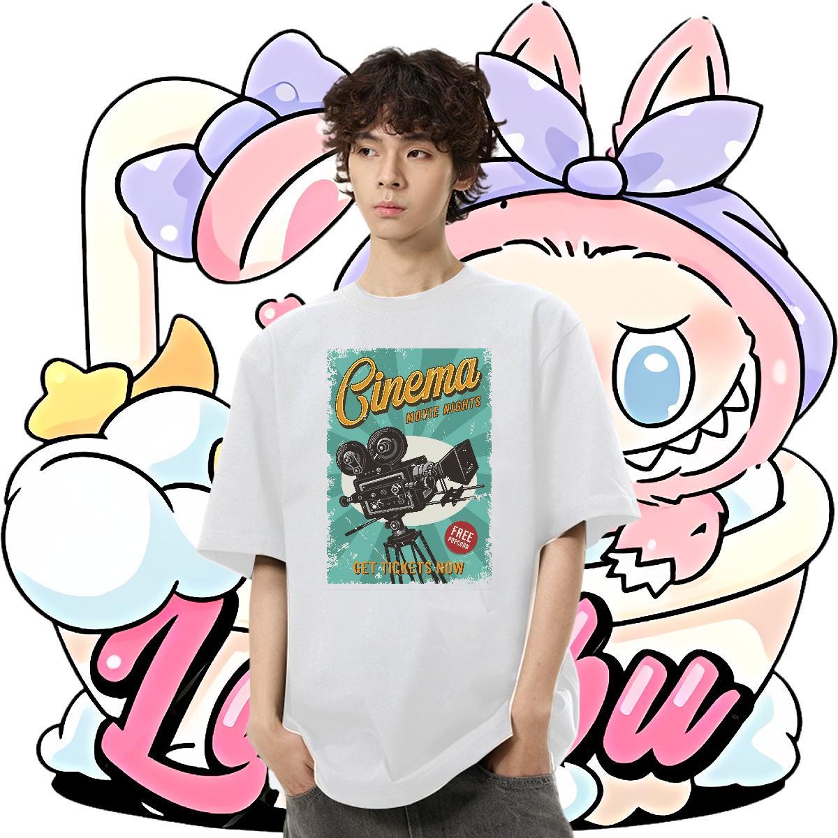 Soft Couples T Shirts 230g Pure Cotton High Street Hip Hop tool Custom Printed Breathable Crew Neck New Designer T Shirt For Man Clothes