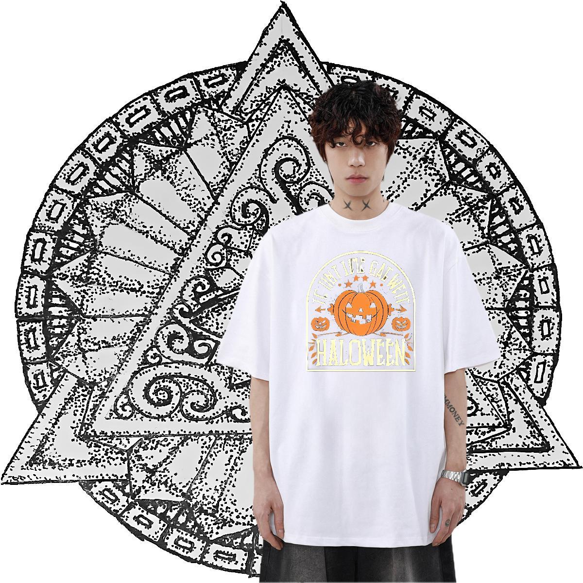 New Mens T Shirts 230g Cotton pumpkin Spring Summer Clothings Breathable Short Sleeve Brand Men Tees Oversized 4XL